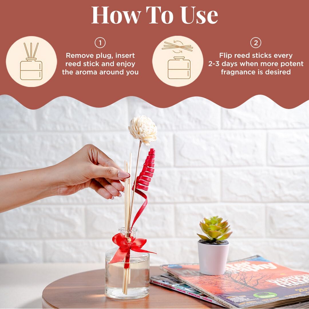 Folkulture Reed Diffusers for Home, 5 oz | Vanilla Scent Diffuser Oil with Sticks for Bathroom Decor Accessories, Living Room, Office, Desk| Natural Essential Oils | Housewarming Gifts | Vanilla