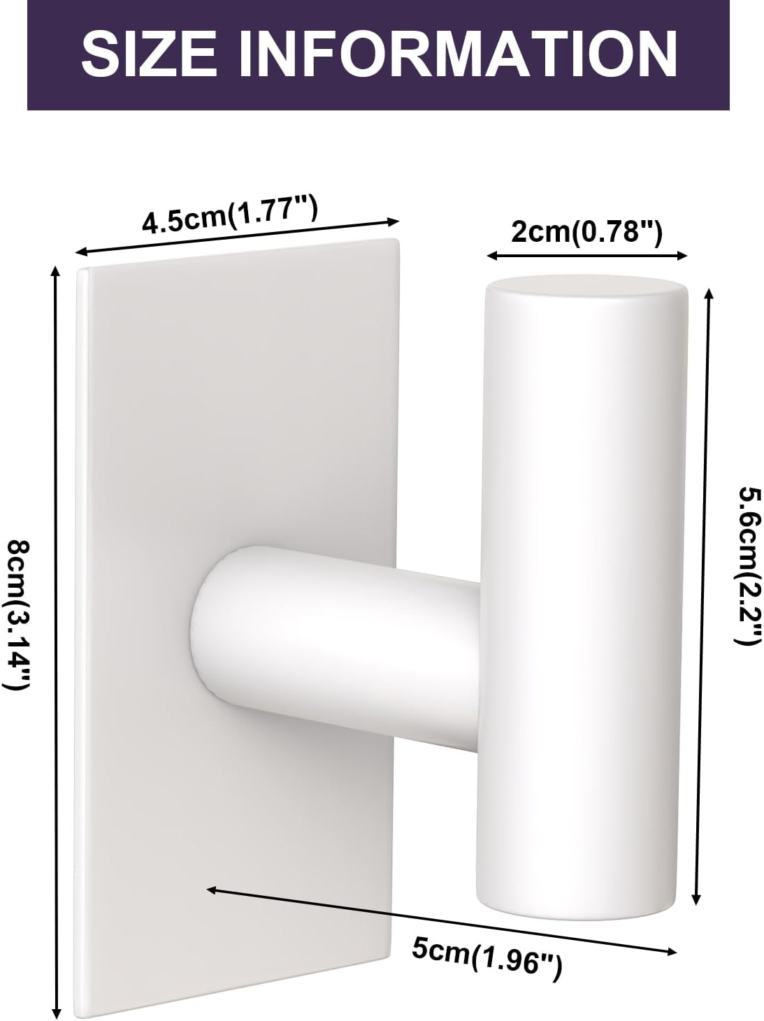 VAEHOLD Wall Towel Hooks, Heavy Duty Sticky Holder Waterproof Towel Hooks for Hanging Coat, Clothes, Closet Hook Wall Mount for Kitchen (White, 4 Pack)