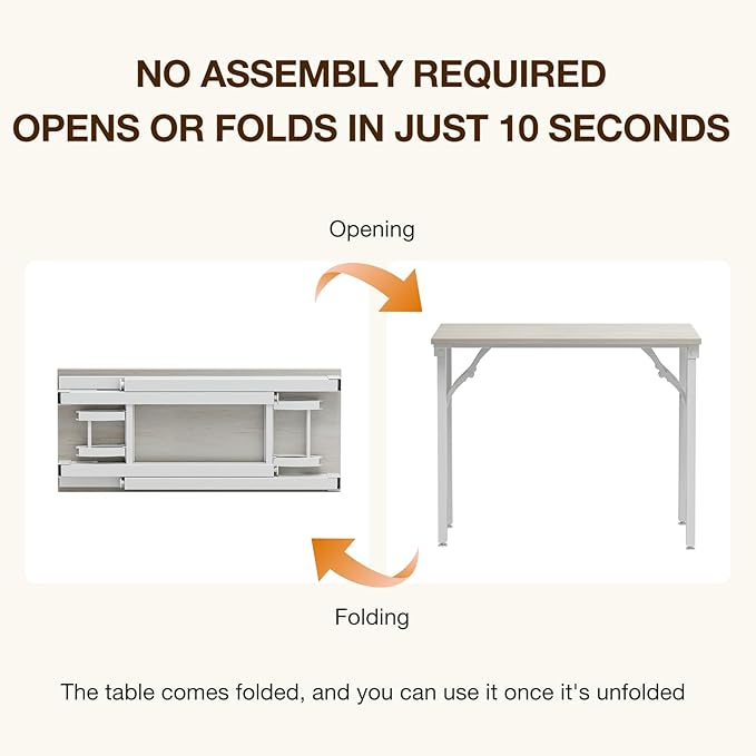 TEMI Small Computer Desk Folding Table - 35.8" Foldable Office Desk, No Assembly, Perfect for Small Spaces in Bedroom, Dorm, or Apartment, Portable Mini Desk or Study Table Compact Design, White Ash