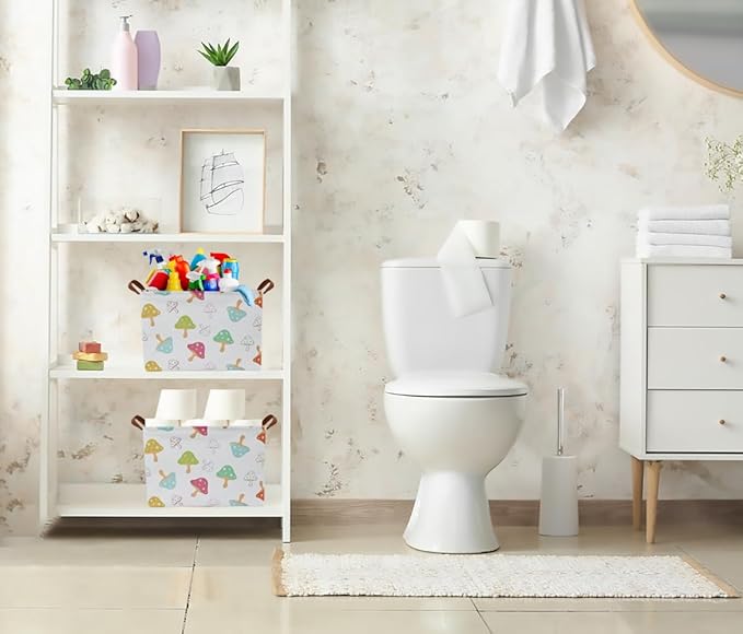 CLOCOR Rectangular Storage Basket,Waterproof Gift Basket,Room Decor(Mushroom)