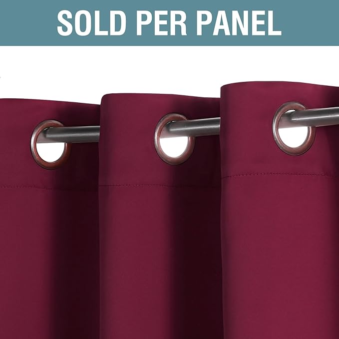 H.VERSAILTEX Blackout Curtains for Living Room/Bedroom Ultra Soft and Smooth Thermal Insulated Grommet Red Blackout Curtains for Christmas, 52 by 63 inch Long - Single Panel
