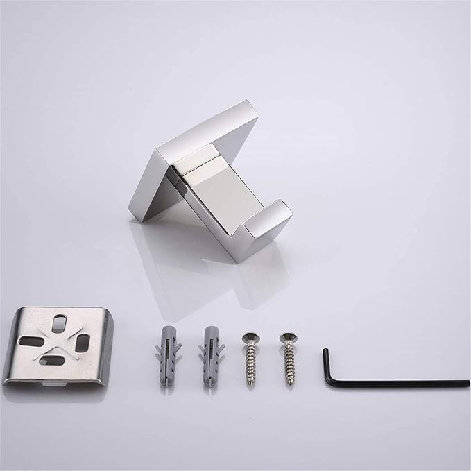 Nolimas Bath Towel Hook SUS 304 Stainless Steel Square Clothes Towel Coat Robe Hook Cabinet Closet Door Sponges Hanger for Bath Kitchen Garage Heavy Duty Wall Mounted, Chrome Polished Finish,2Pack