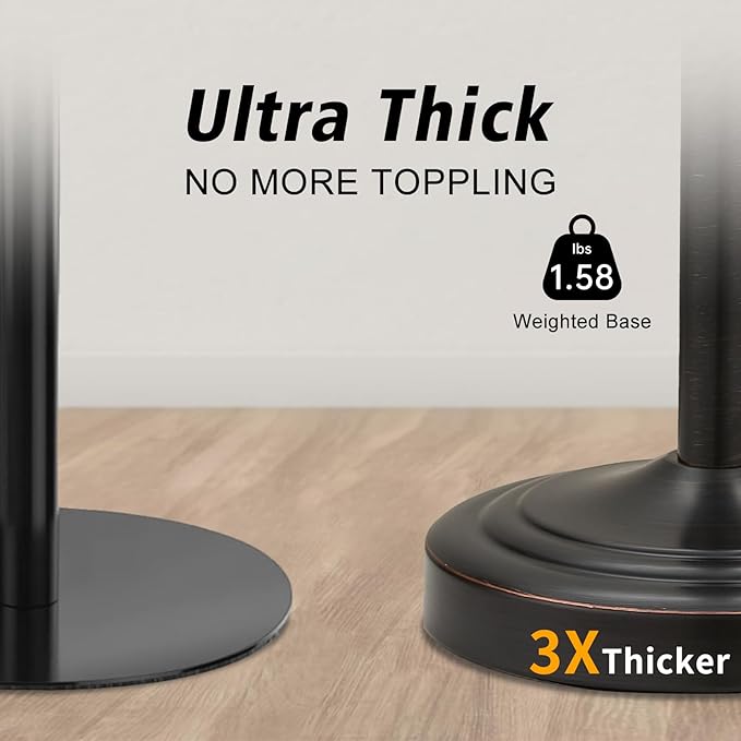 Hoimpro 17 Inch Oil Rubbed Bronze Stainless Steel Free Standing Towel Rack Bar, Double Stand Towel Ring Hand Towel Holder Hanger, Towel Hardware for Bathroom Vanity Kitchen Countertops