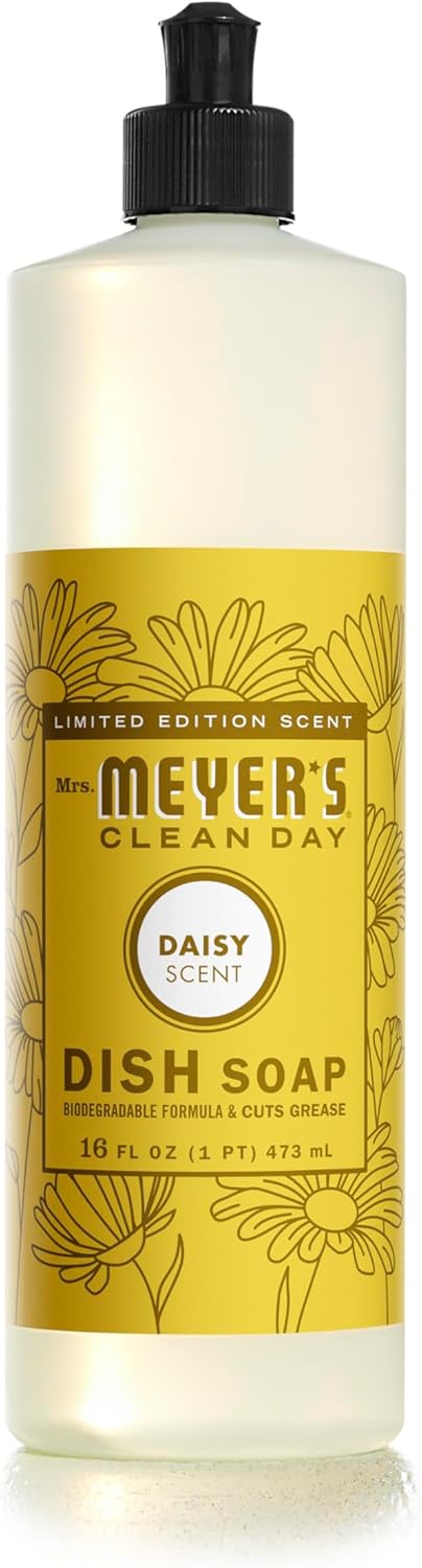 MRS. MEYER'S CLEAN DAY Liquid Dish Soap, Biodegradable Formula, Daisy, 16 fl. oz