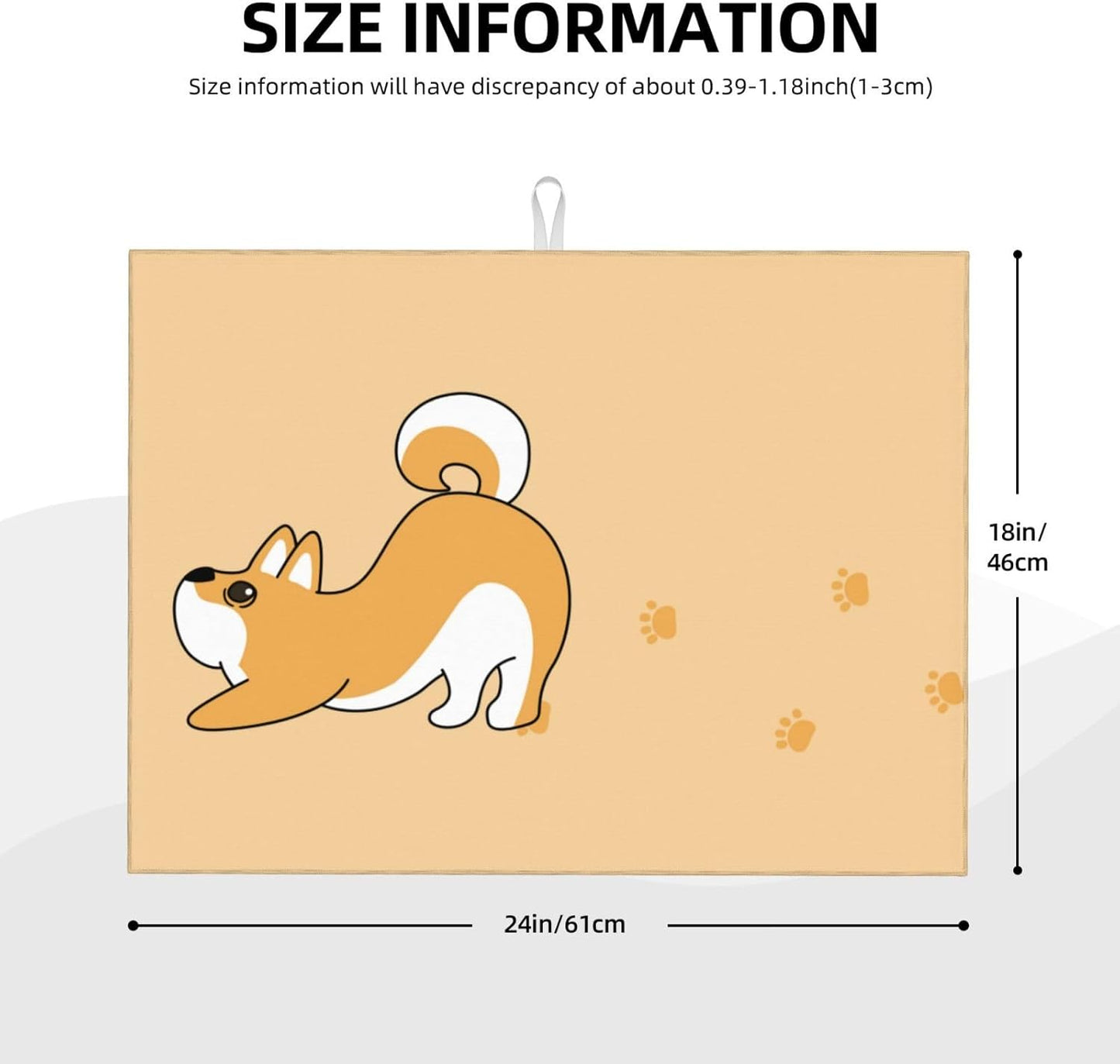 Cute Yellow Dog Paw Print Dish Drying Mat 18x24 For Kitchen Counter Absorbent Microfiber Dishes Pad Dish Drainer Rack Mats Fast Dry Kitchen Accessories