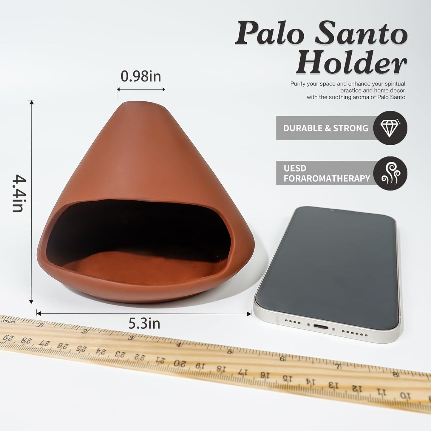 Terracotta Zongzi Palo Santo Holder–Elegant Sage Cone Incense Dish for Zen Meditation Altar, Energy Cleansing&Yoga Spa–Perfect for Mindfulness, Aromatherapy, Stress Relief&Spiritual Decor Gift