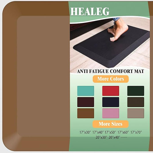1" Extra Thick Anti Fatigue Floor Mat 70" L x 17" W,Kitchen Mat, Standing Desk Mat,140D Advanced PU Foam Ergonomic Comfort at Home, Office, Garage, Sink (Brown)