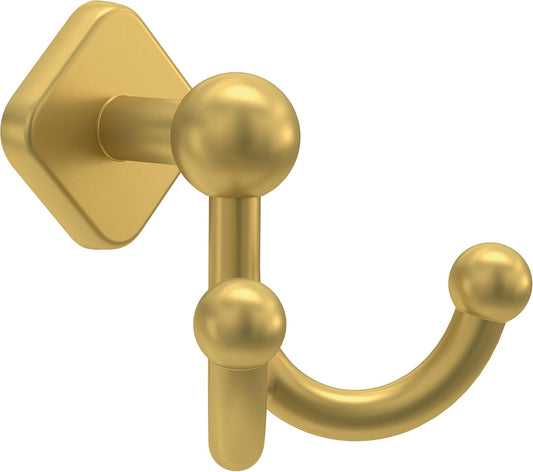 FRANKLIN BRASS Gainesville (1-Pack) Towel Hooks Satin Gold Double Bathroom J Hooks Wall Mounted for Robes & Towels Hand Towel Hook Holder Kitchen, Bathroom Accessories GNV35-SG