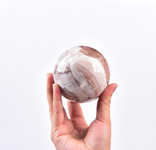 JIC Gem Large Pink Crystal Sphere with Stand Agate Crystal Ball Gemstone Decorative Ball for Home Decor Altar Reiki Healing Gift 80-90mm