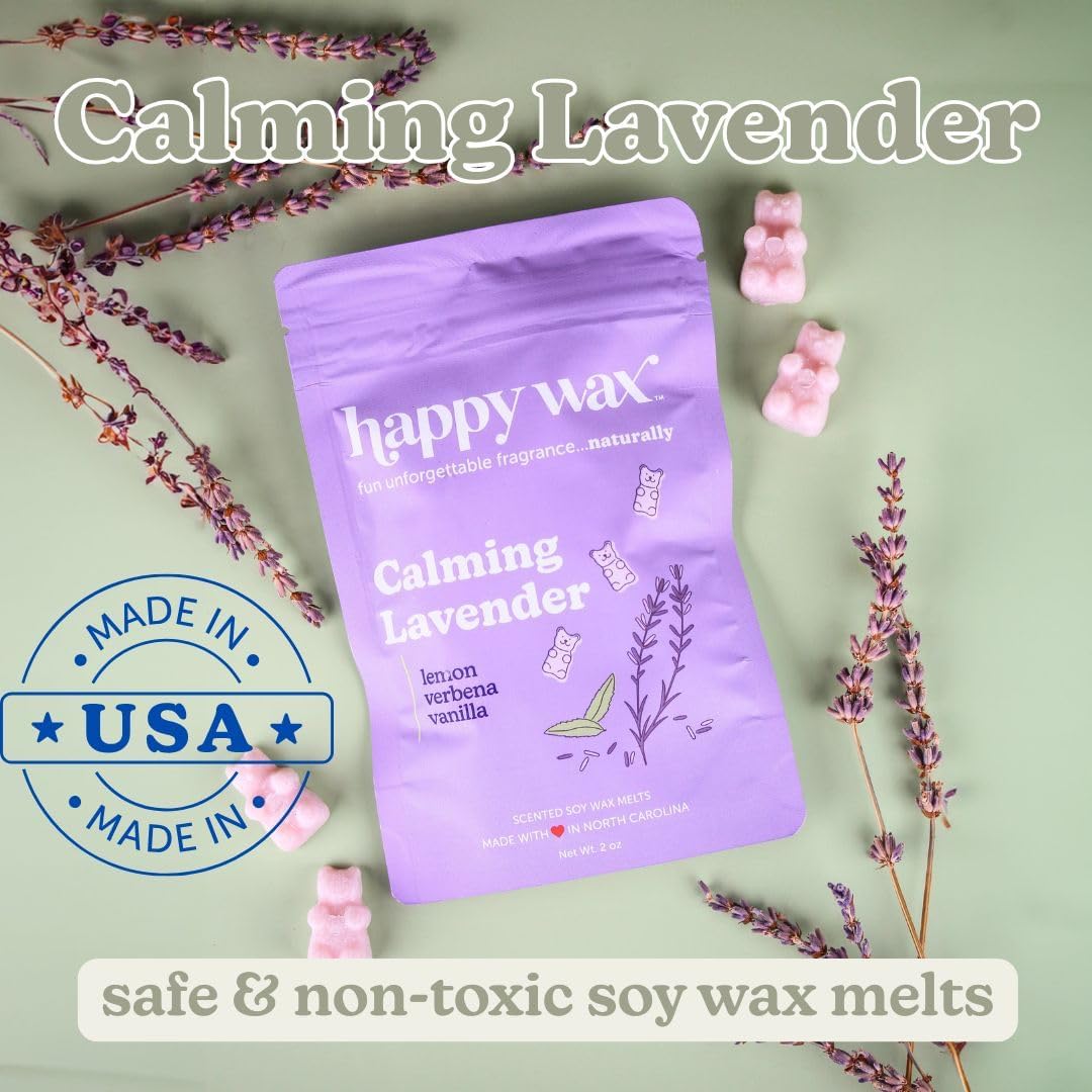 Happy Wax Fresh Mix Collection Premium Scented Non-Toxic, Pet-Friendly Wax Melts - 6 oz Set with Cotton, Lemon Verbena, and Calming Lavender Scents
