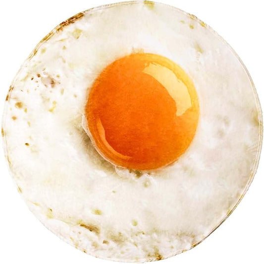 Vessia Giant Fried Egg Blanket, Realistic Funny Food Blanket for Adults and Kids, 300GSM Giant Soft Egg Throw for Couch, Sofa, Bed, Fun Round Home Decor for All Seasons, 60 inches