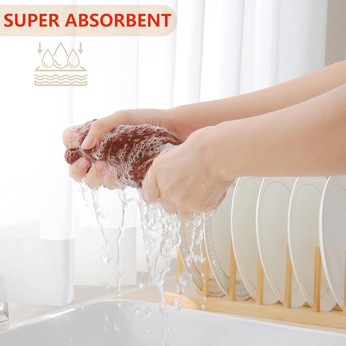 Homaxy 100% Cotton Waffle Weave Kitchen Dish Cloths, Ultra Soft Absorbent Quick Drying Dish Towels, 12 x 12 Inches, 6-Pack, Rust