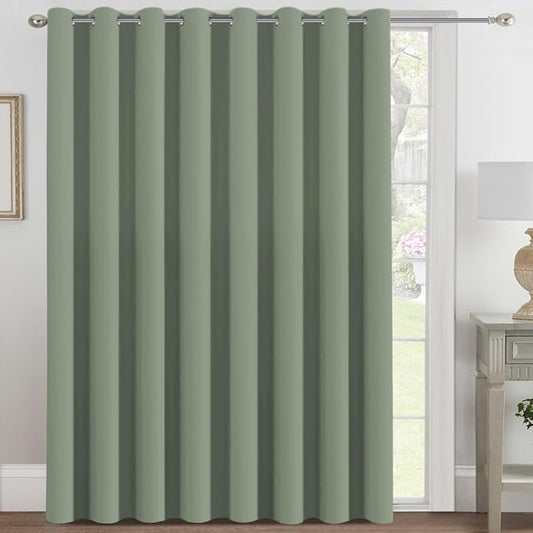H.VERSAILTEX Blackout Patio Curtains 100 x 84 Inches for Sliding Door Extral Wide Blackout Curtain Panels Thermal Insulated Room Divider - Grommet Top, 7' Tall by 8.5' Wide - Cyan