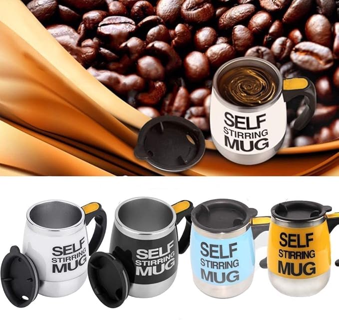 Self Stirring Mug Auto Self Mixing Stainless Steel Cup for Coffee/Tea/Hot Chocolate/Milk Mug for Office/Kitchen/Travel/Home -450ml/15oz The best gift（red）