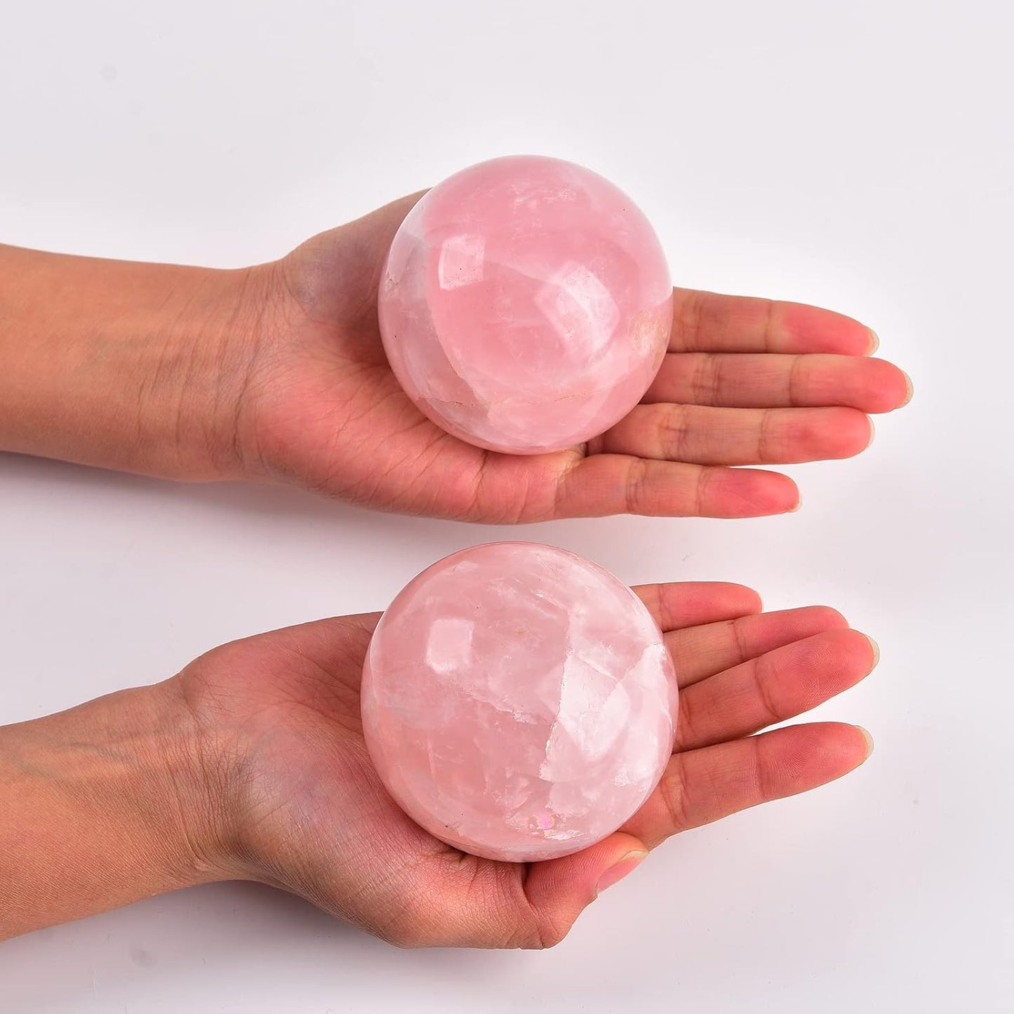 JIC Gem Natural Pink Rose Quartz Ball Sphere with Base,3.5 Inch
