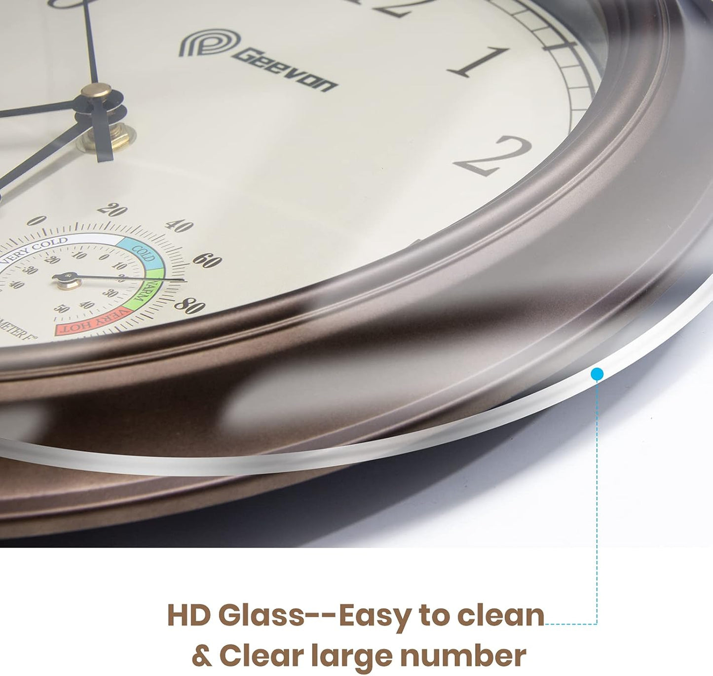 Geevon 12" Vintage Wall Clock Non Ticking with Hygrometer and Thermometer Combo,Battery Operated Quartz Decorative Wall Clocks for Home,Living Room,Office,Classroom,Kitchen,Bedroom Decor