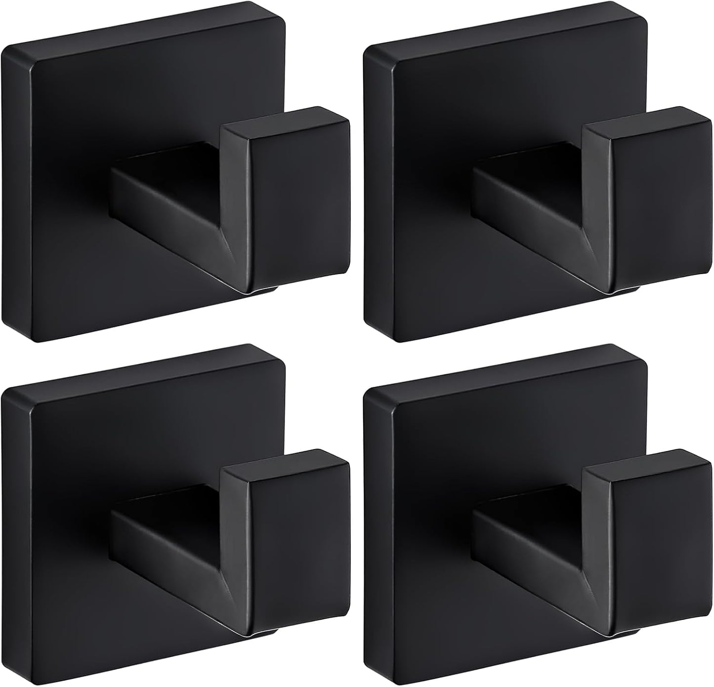 Matte Black Towel Hooks for Bathrooms, Heavy Duty Wall Mounted Stainless Steel Modern Hook, 4 Pack – Ideal for Hanging Towels, Robes, Coats, in Kitchen, Bedroom, Bathroom, or Hotel
