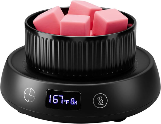 Wax Melt Warmer 3-in-1 Candle Warmer with Timer, Electric Scented Wax Melter Fragrance Wax Cube Burner for Home Bedroom Office, 8H Auto Shut Off 3 Temperature Setting (Black)