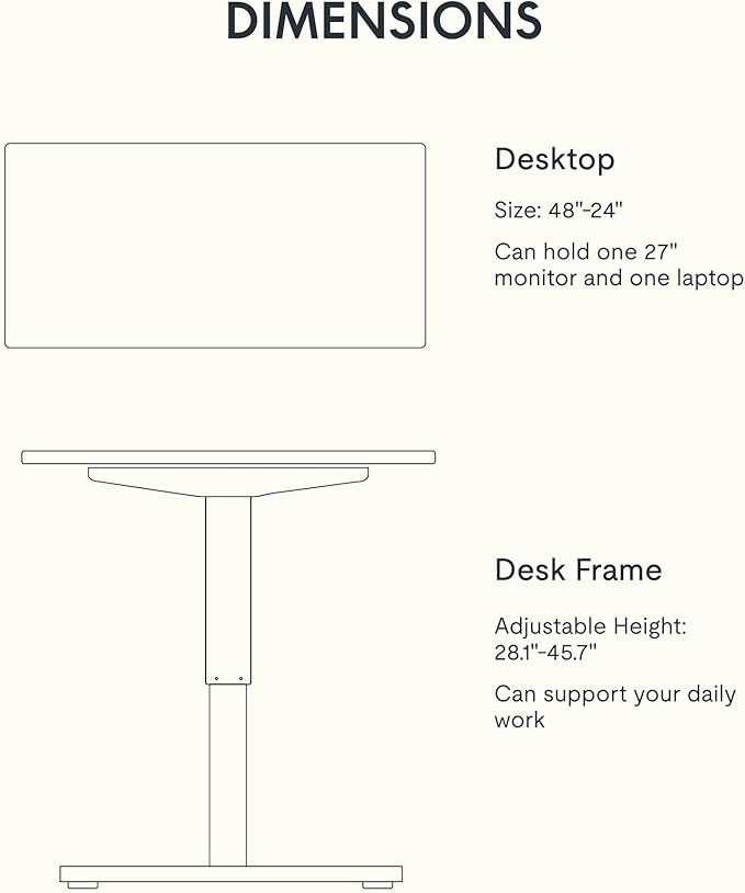 FLEXISPOT EN1 Bamboo Standing Desk, 48 x 24 Inches Whole-Piece Electric Adjustable Height Desk (Black Frame + Bamboo Top, 2 Packages)