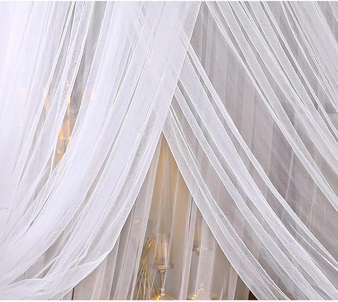 Kertnic Mosquito Net Bed Canopy for Girls, Princess Canopy Bed Curtain Fine Sheer Mesh Dome Bed Canopies, Kids & Adults Lace Tent for Twin Full Queen King Bed (White)