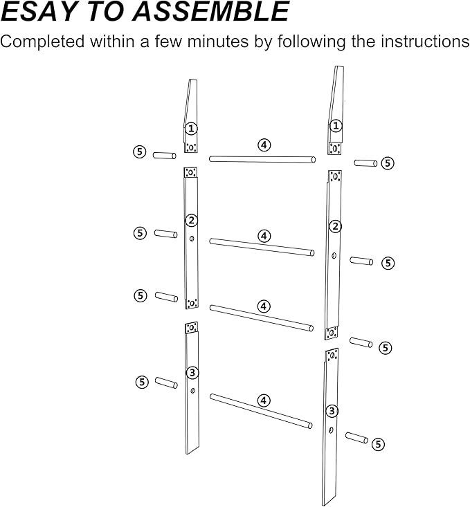 67 in Blanket Ladders, 4 Tier Modern Decor Waterproof Towel Rack for Bathroom, Living Room and Bedroom, Easy Assembly Transparent Blanket Holder, Leaning Quilt Ladder with Anti Slip Pads