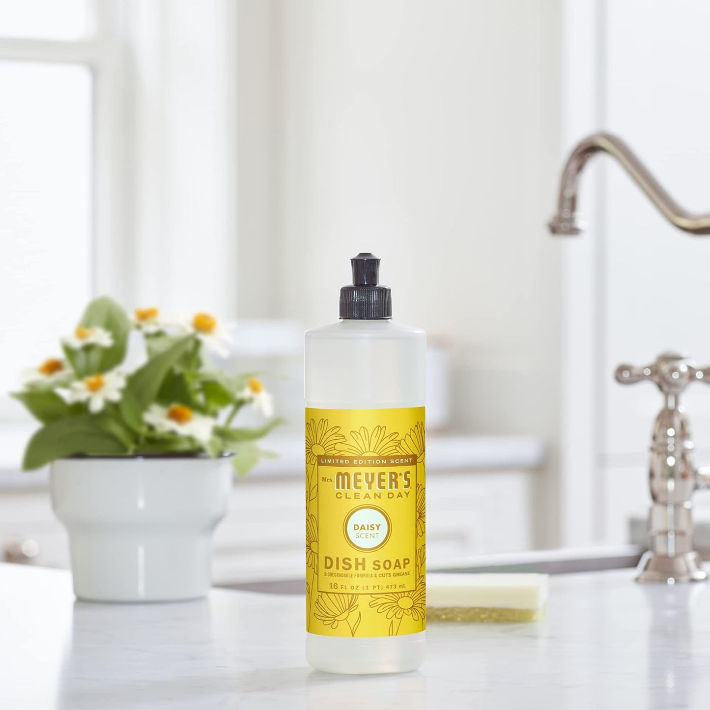 MRS. MEYER'S CLEAN DAY Liquid Dish Soap, Biodegradable Formula, Daisy, 16 fl. oz