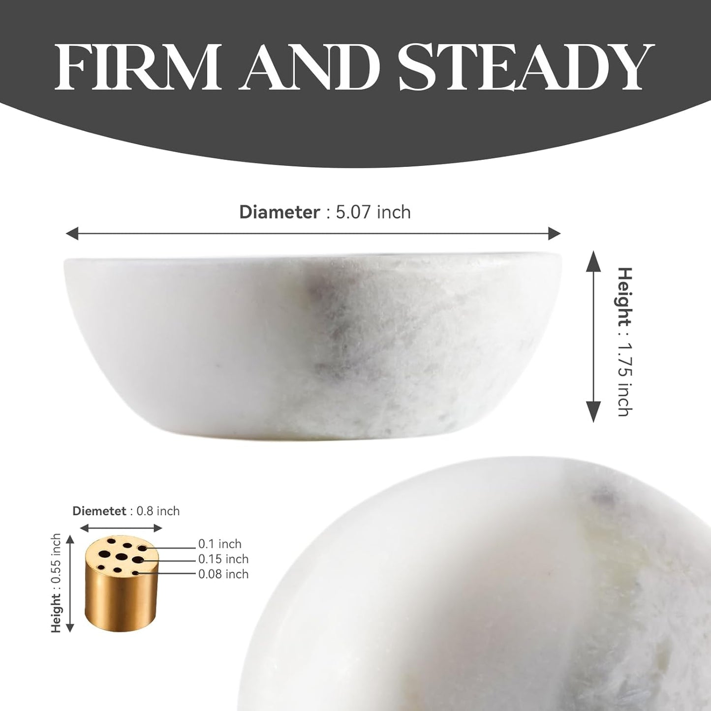 Koville Natural Marble Incense Holder, Incense Holder for Sticks with 9 Holes, Handmade Incense Burner Ash Catcher for Meditation Yoga SPA, Balsam Fir/Palo Santo/Sage/Cone (Grigio Fantasy)