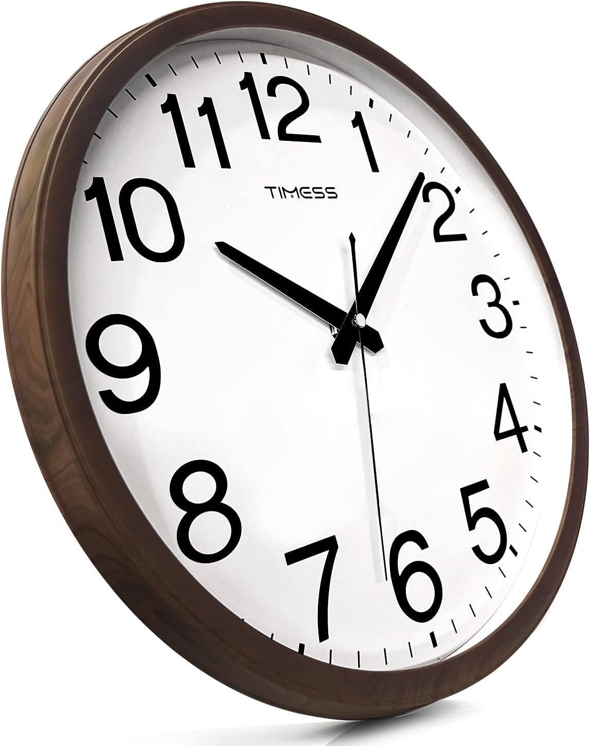 Wall Clock, Classic Wood Style Finish, 13 Inch Non-Ticking Silent Battery Operated Analog Clock, Ideal Retro Decor for Home, Bedroom, Living Room, Kitchen, Bathroom, Office(Wood Brown)