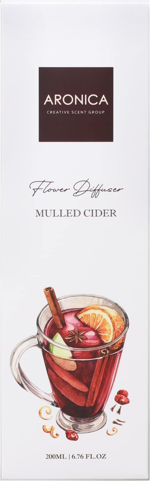 Aronica Aronica Christmas Tree Diffusir Oil Cinnamon, Mulled Spice Apple Oil with Sticks, Winter Candy Scented Reed Diffuser, Home Fragrance Decor