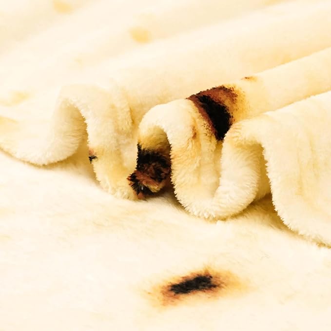 Vessia Burritos Tortilla Queen Size Blanket(Beige, 80 inches) Giant Realistic Funny Food Blanket for Adults and Kids, Novelty Double Sided Round Tortilla Wrap Decor, Soft Flannel Taco Decor for Bed