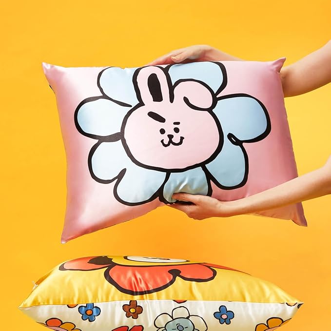 Kitsch x BT21 (Cooky) Satin Pillowcase with Zipper for Hair & Skin - Softer Than Silk Pillow Cases, Smooth Cooling Pillow Cover, Wrinkle-Free, Machine Washable, Queen/Standard (19x26)