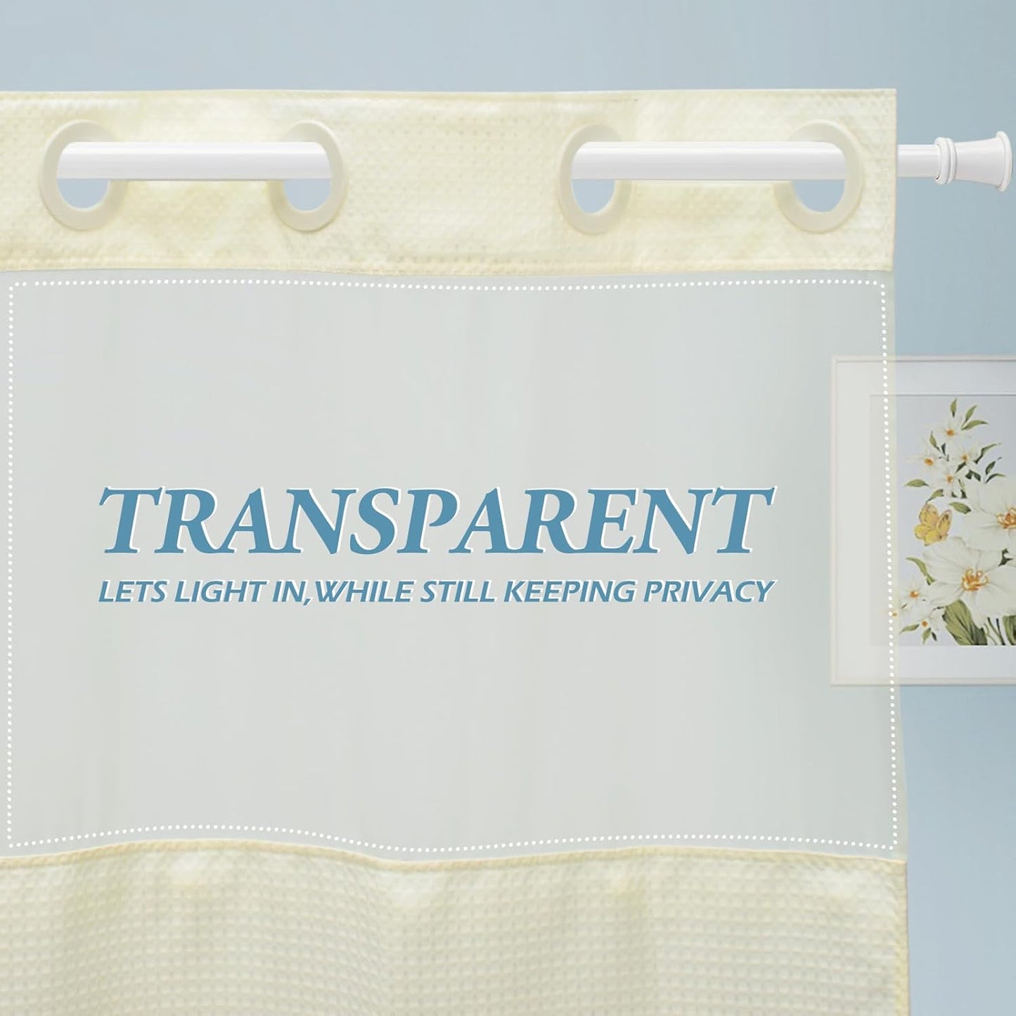 Ivory Stall Hotel Shower Curtain with Detachable Liner - 230GSM Waffle Textured,Hotel Grade,Spa Like Bath Curtain,54W x 80H