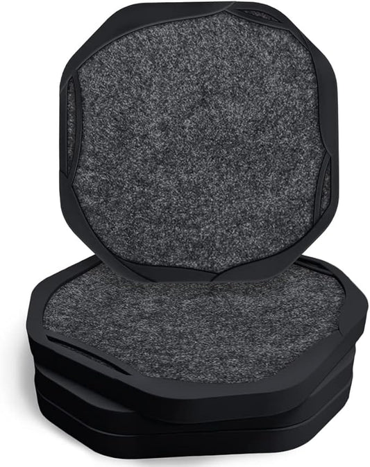 UMIRRO Black Coasters for Tabletop Protection with Super Absorbent Felt Pad - Unique Modern Cup Coasters for Farmhouse, Bar, Office, Home - Set of 4