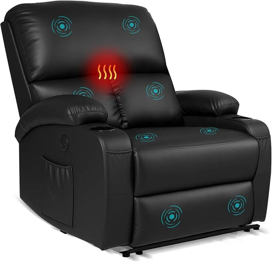 Home Theater Seating,RV Recliner Sofa with Massage and Heat,Manual RV Recliner Loveseat with USB/Cup Holders and Side Pocket for Living Room,Black