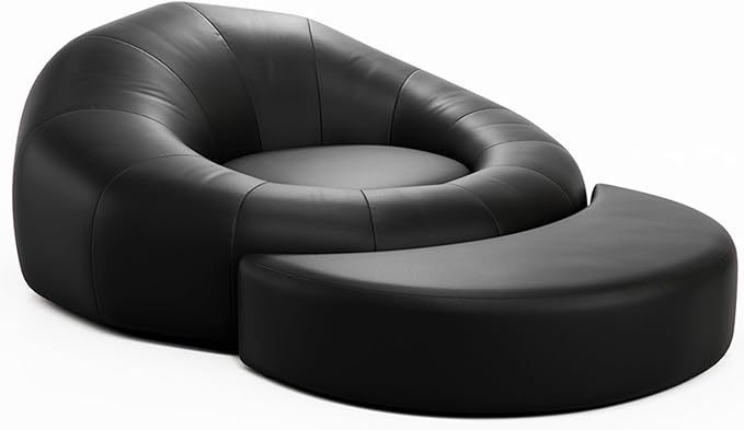 Seatcraft Italian Leather Cuddle Home Theater Seat, Living Room, Black