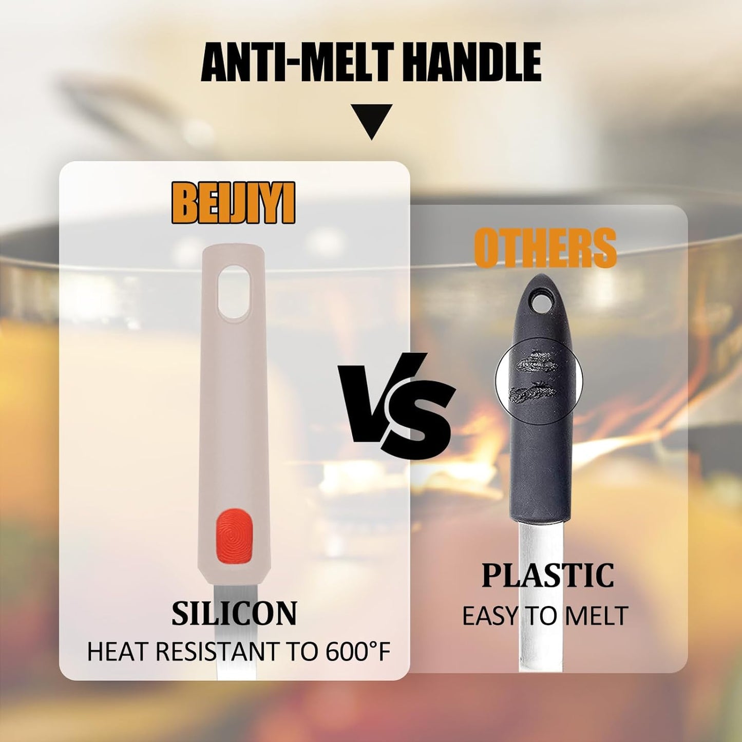 Beijiyi Silicone Spatula Turner Set of 3, 600°F Heat Resistant Nonstick Turner Spatulas for Kitchen Use, Large Flexible Silicone Cooking Utensils Rubber Spatula Set for Egg, Pancake, Fish (Khaki)