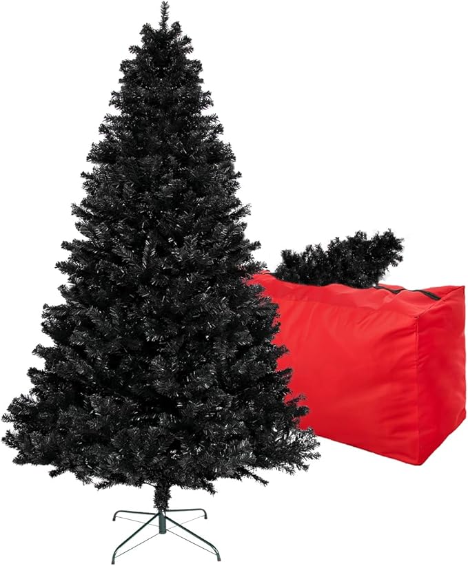 4ft Black Artificial Christmas Tree, Arbol de Navidad with 450 Branch Tips, Fake Christmas Tree, Premium Spruce Xmas Tree with Fold-Able Metal Base Stand