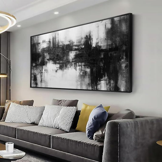 VHMING Abstract Wall Art Large Size Framed Modern Minimalist Canvas Painting Living Room Decor 30"x60"
