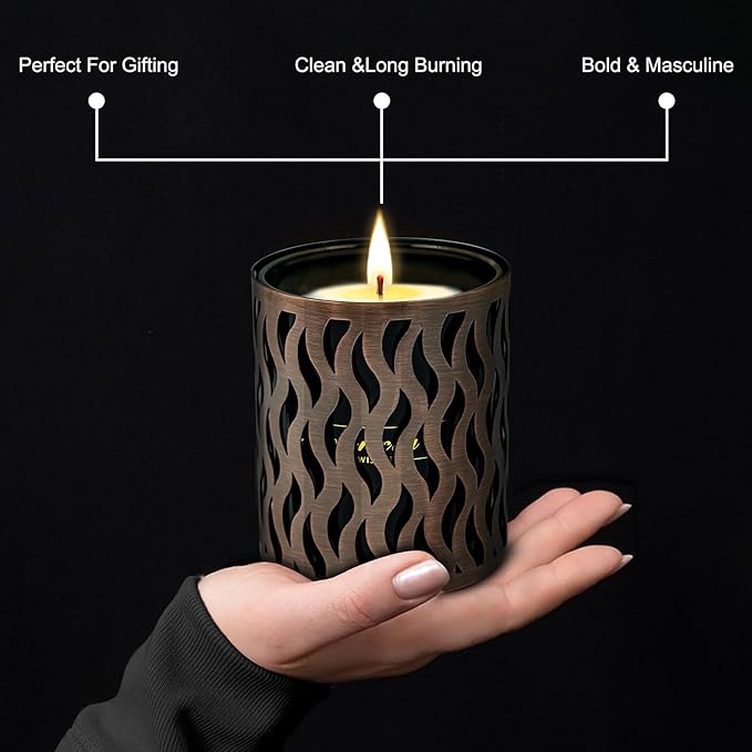 6 Pack Candles for Home Scented with Bronze Black Candles Holder, 33.6 oz Soy Wax, 240 Hours Long Lasting Aromatherapy Candles, Birthday Gifts for Men