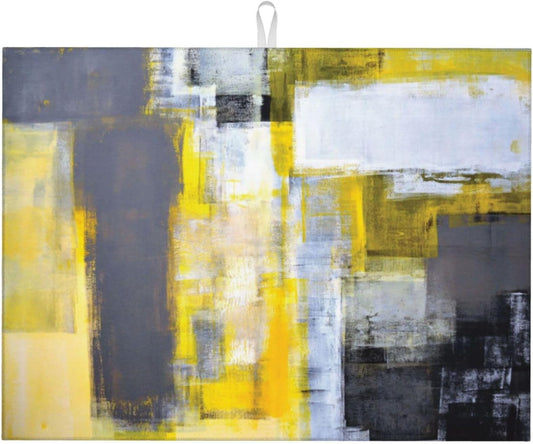 Modern Art Yellow Gray Dish Drying Mat 18x24 For Kitchen Counter Absorbent Microfiber Dishes Pad Dish Drainer Rack Mats Fast Dry Kitchen Accessories
