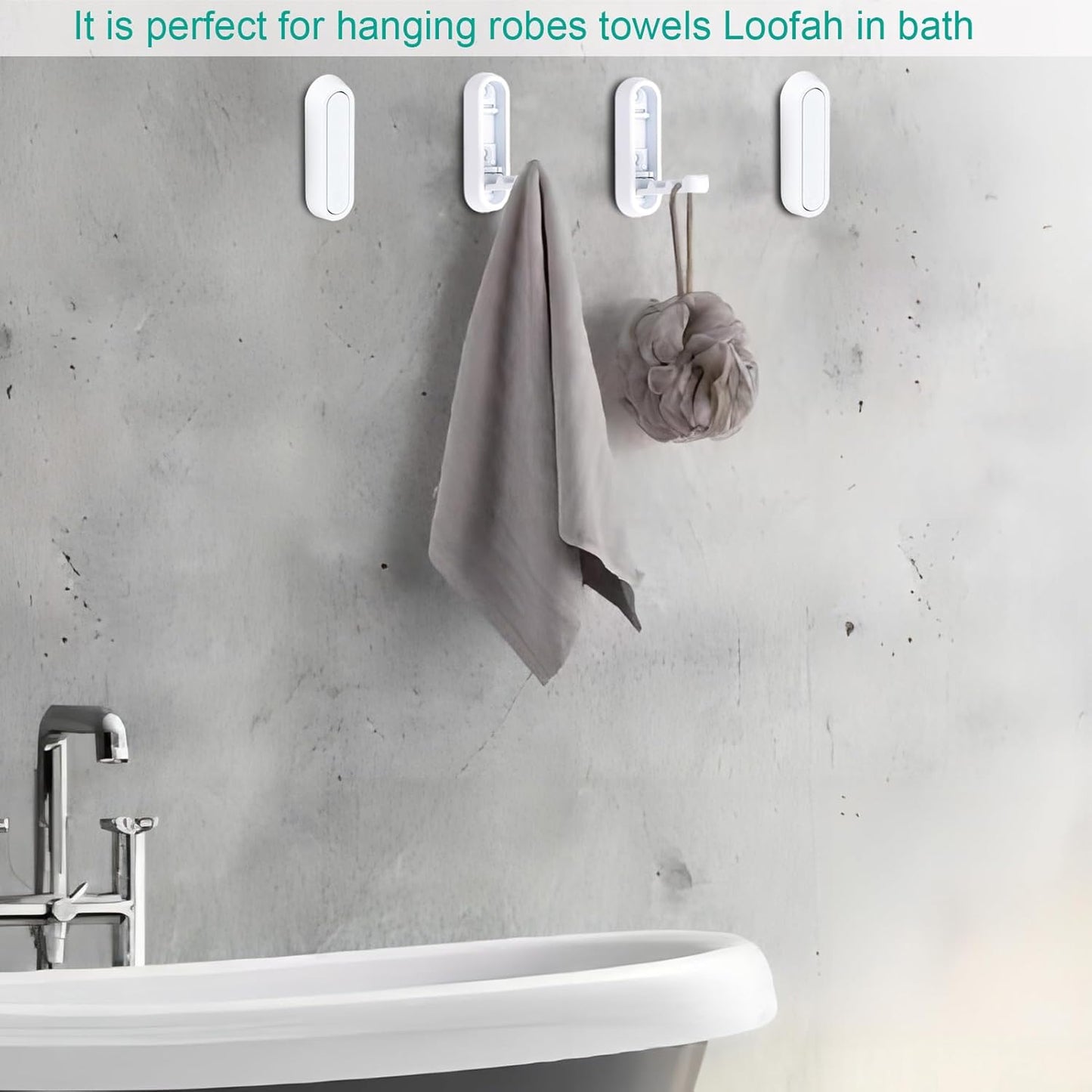 Foldable Towel Hooks for Bathroom 4 Pack,Wall Hooks for Hanging Heavy Duty Coat Robe Purse Foldable Hooks Storage Solution for Bathroom,Closet,Entryway,Pool and Kitchen (4, White)