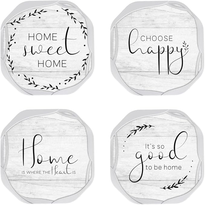 UMIRRO Absorbent Drink Coasters, Housewarming Gifts for New House, Sweet Home Decor, Rustic Farmhouse Coffee Table Centerpiece, Small Ideas for Women Mom Her Men Dad Him, 4", Set of 4