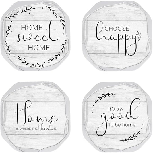UMIRRO Absorbent Drink Coasters, Housewarming Gifts for New House, Sweet Home Decor, Rustic Farmhouse Coffee Table Centerpiece, Small Ideas for Women Mom Her Men Dad Him, 4", Set of 4