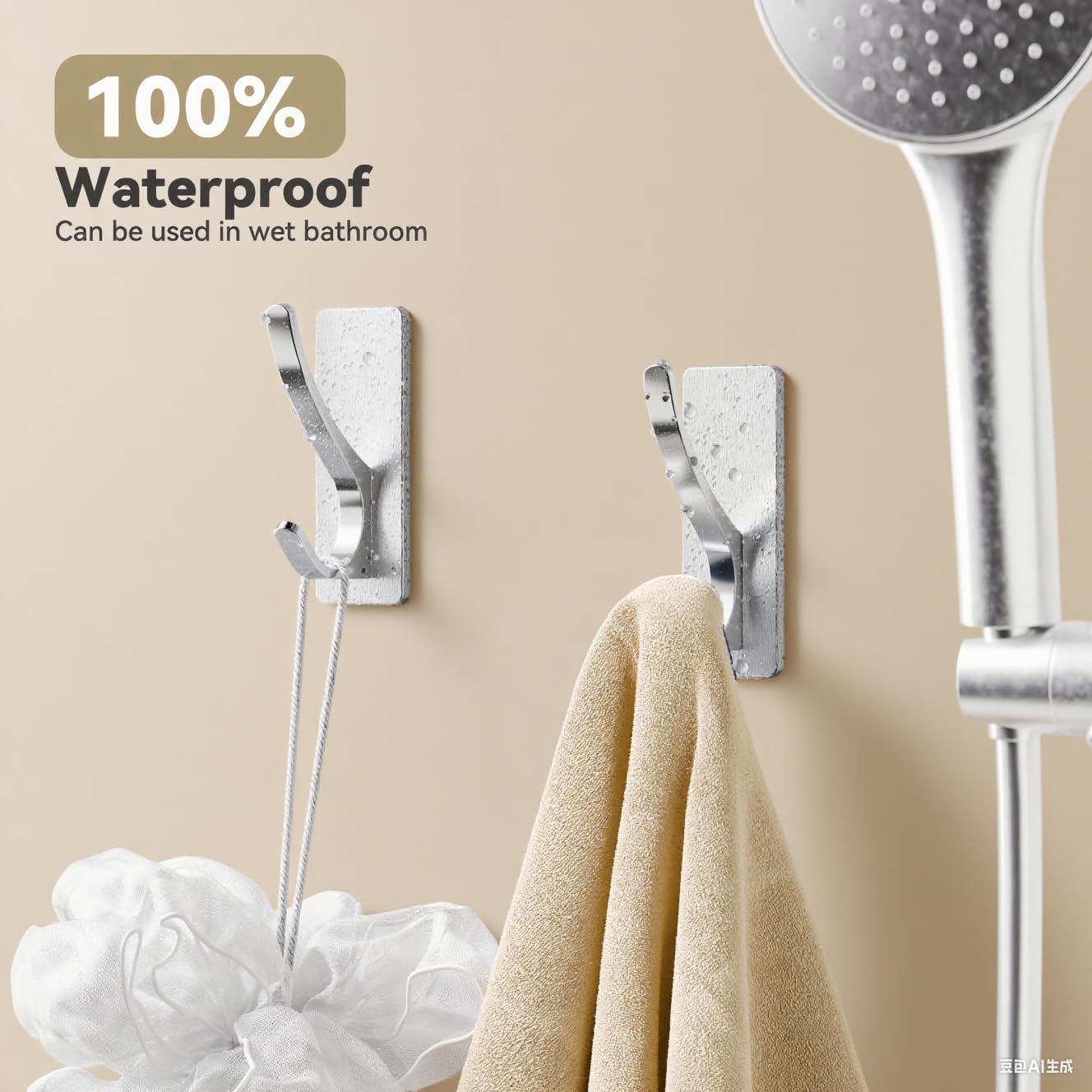 Self Adhesive Coat Hooks for Hanging: Heavy Duty Stainless Wall Hook for Towel, Backpack, Hat, Sturdy Metal Hanger for Bathroom, Bedroom, Door, Brushed Nickel 4 Pack