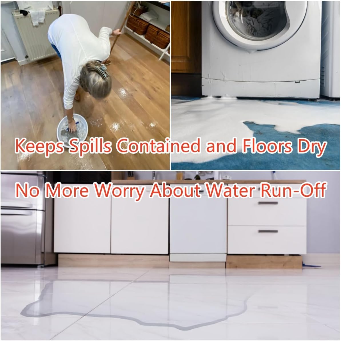 Mini Fridge Silicone Mat with Raised Edges, 24" x 24" x 0.8" Mini Fridge Drip Tray, Mini Refrigerator Carpets Floor Protector (24" Black No Base Raisers)