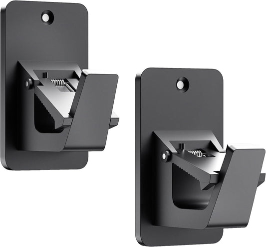 Adhesive No Drill Curtain Rod Brackets - Heavy Duty 30LB Holders for Bathroom Bedroom Kitchen, Universal Damage-Free Window Rod Hooks with Nail-Free Installation (2PC Black)