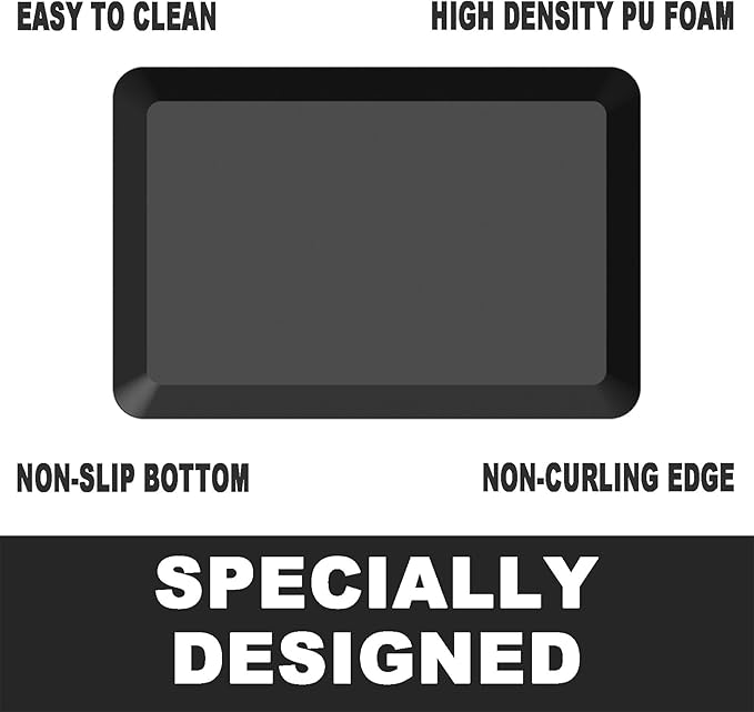 1" Extra Thick Anti Fatigue Floor Mat,Kitchen Mat, Standing Desk Mat – Comfort at Home, Office, Garage - Advanced PU Foam (Black, 30" L x 20" W)