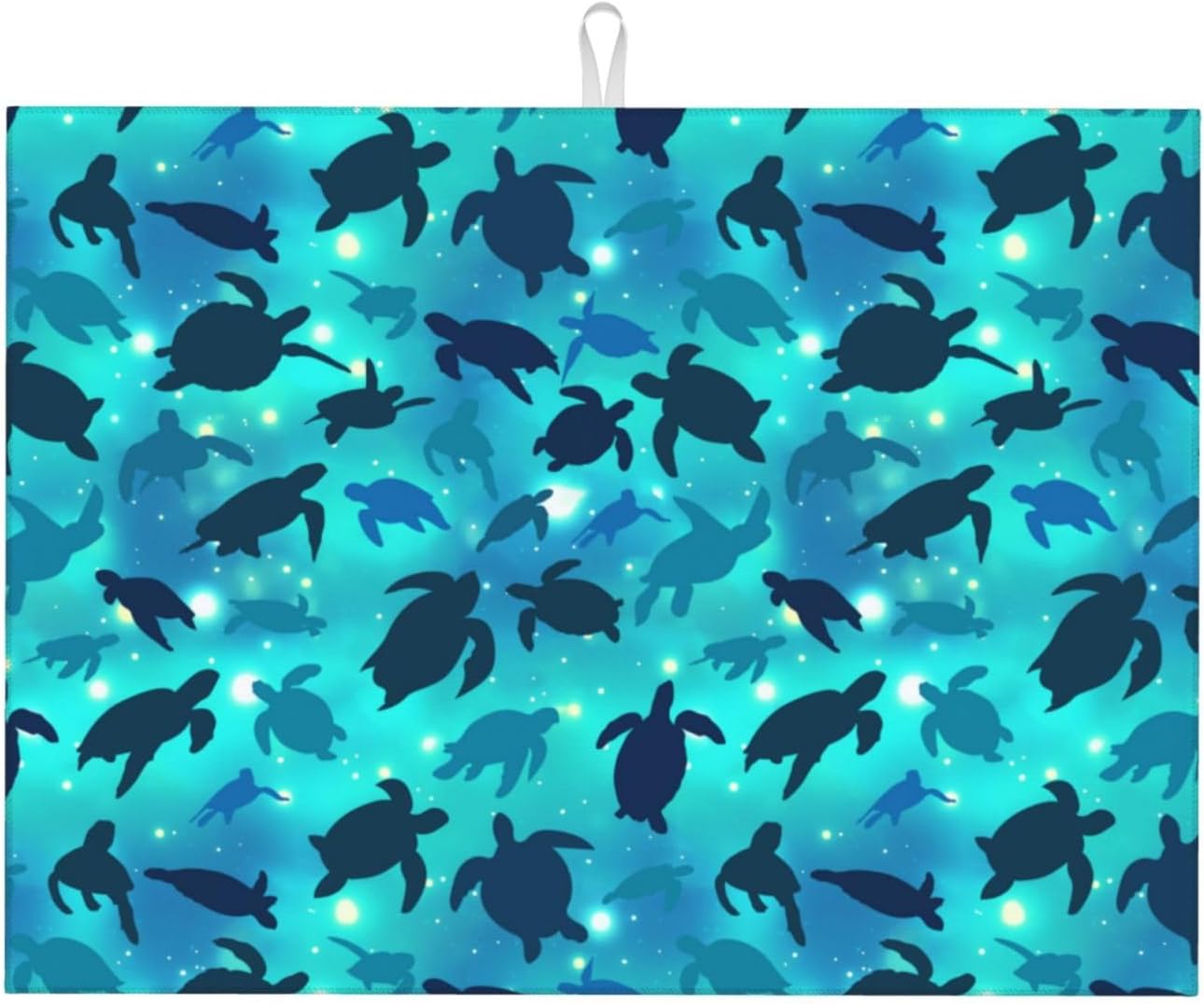 Sea Turtles Blue Dish Drying Mat For Kitchen Counter Absorbent Microfiber Dishes Pad Dish Drainer Rack Mats Fast Dry Reusable Washable Large 18"x24"