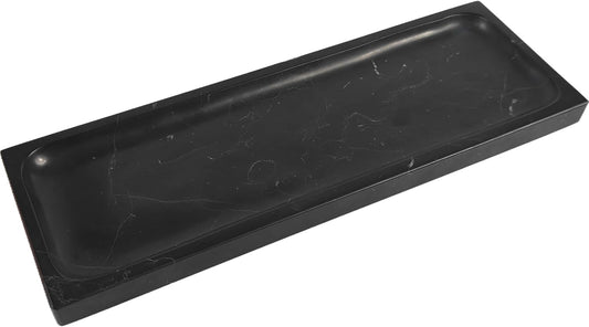 Black Marble Tray for Bathroom Countertop - Rectangular Vanity Organizer, Natural Stone Catchall Tray for Dresser, Entryway, Makeup, Jewelry | 10.6" x 3.5", Polished Finish