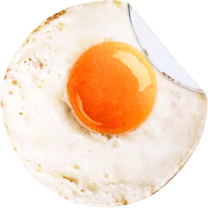 Vessia Giant Fried Egg Blanket, Realistic Funny Food Blanket for Adults and Kids, 300GSM Giant Soft Egg Throw for Couch, Sofa, Bed, Fun Round Home Decor for All Seasons, 60 inches